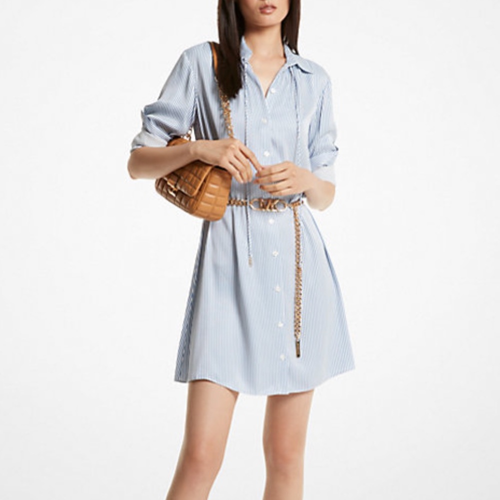 Michael Kors Stripped Button Down Dress, NWT